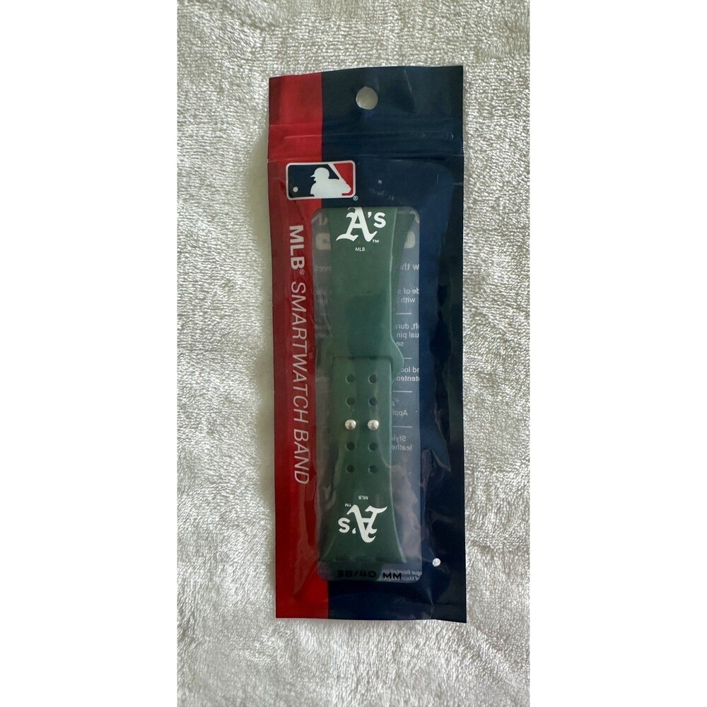 MLB Oakland Athletics Apple Watch Band 38/40mm Green Silicone Sport Strap - NEW
